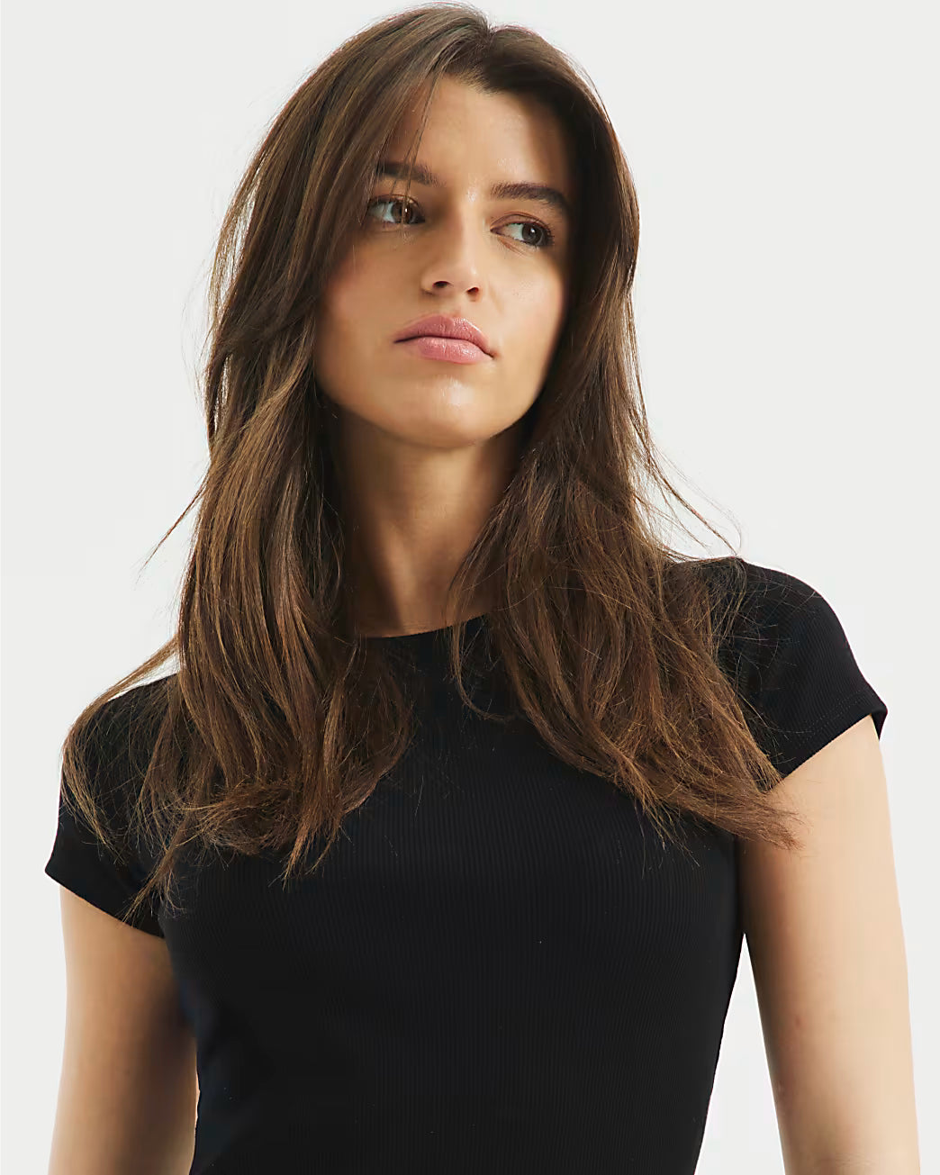 Black Cap Sleeve Ribbed Midi Dress