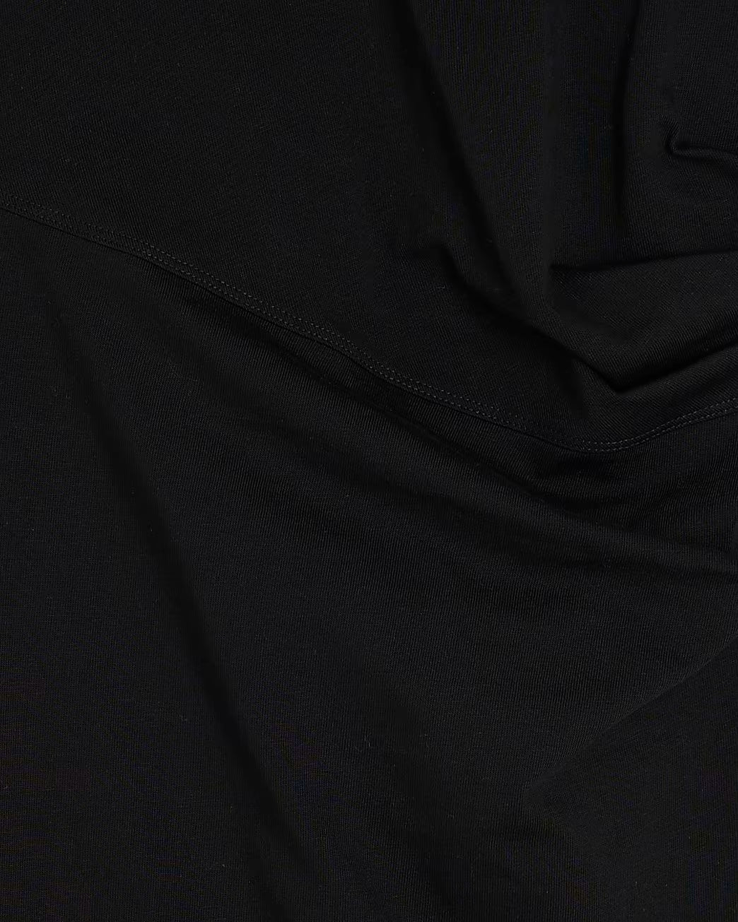 Black Short Sleeve Drape Side Midi Dress