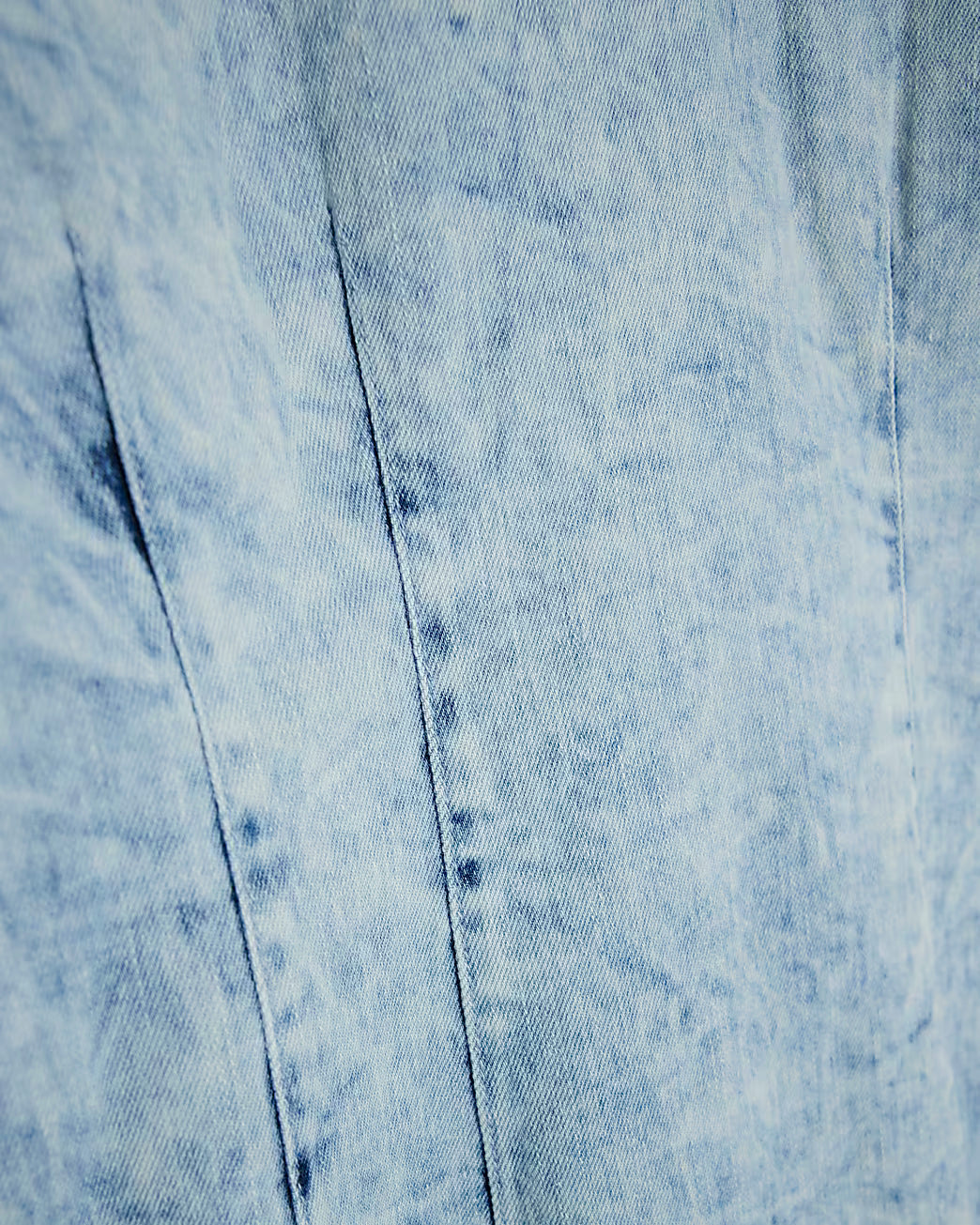 Blue Denim Long Sleeve Acid Wash Midi Dress
