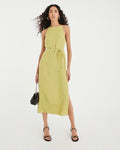 Green Tie Front Midi Slip Dress