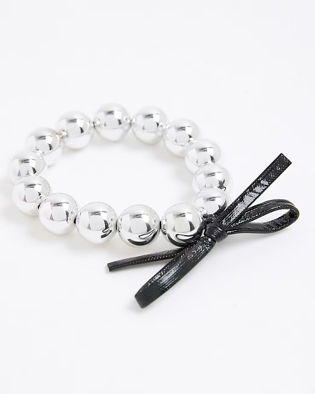 Silver ball bow bracelet