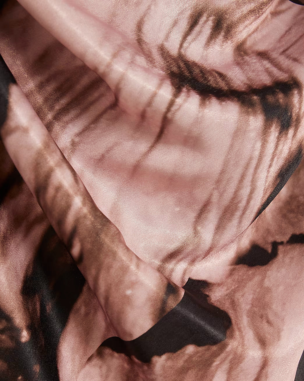 Pink Satin Printed Cowl Neck Slip Dress
