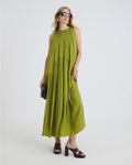 Green Pleated Maxi Dress