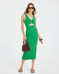 Green Sleeveless Textured Midi Dress