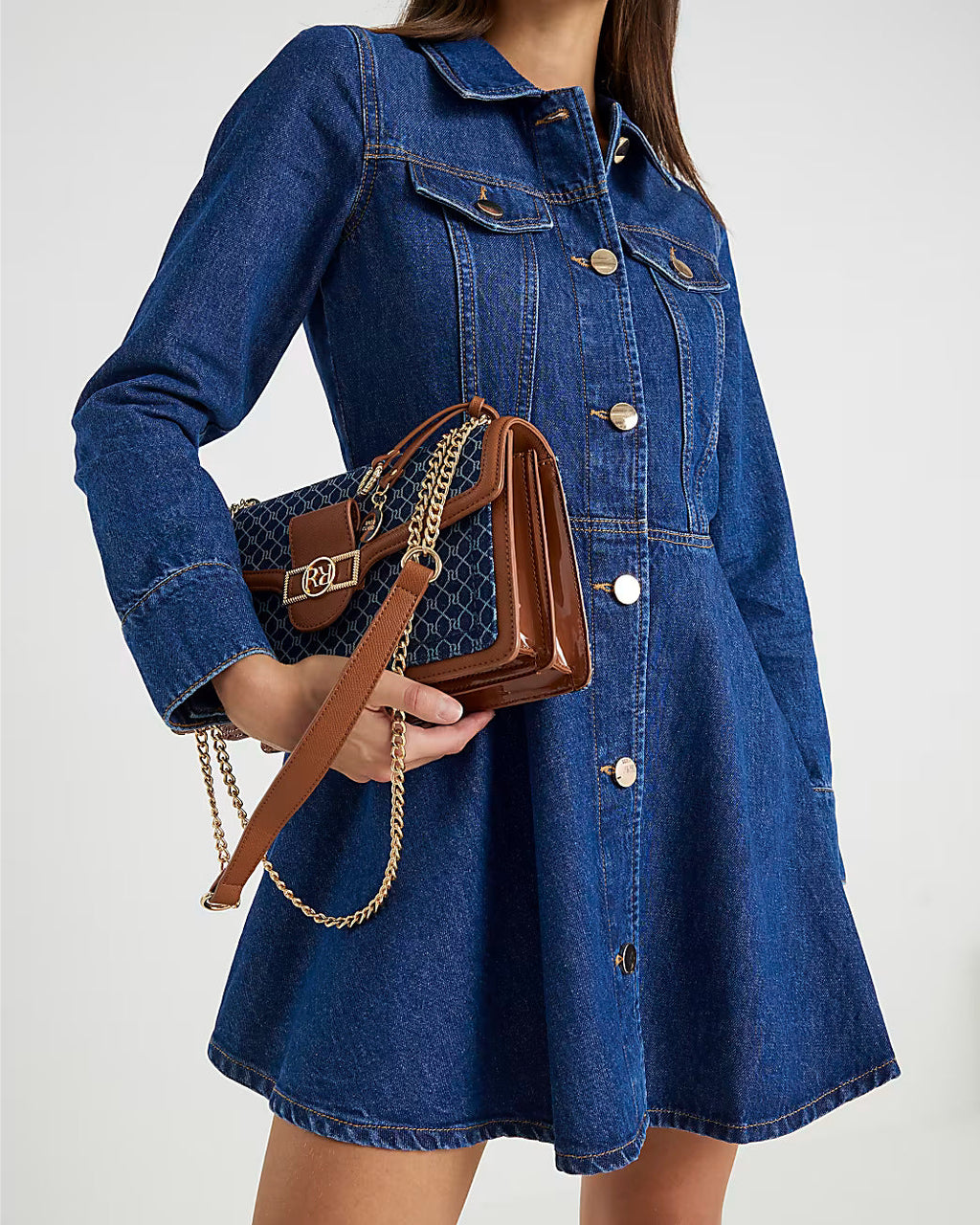 Blue Denim Long Sleeve Mini Dress
