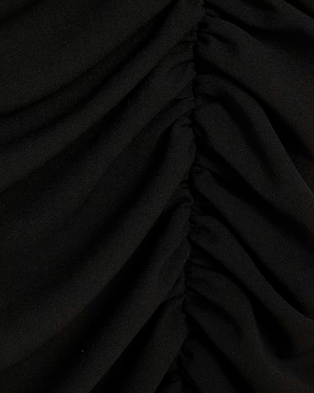 Black Short Sleeve Ruched Midi Dress